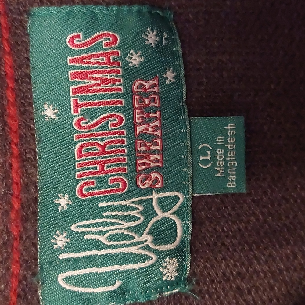 Ugly Christmas Sweater Dark Gray Red Multi Santa Holding A Tasty Beverage Sz L - Picture 7 of 16
